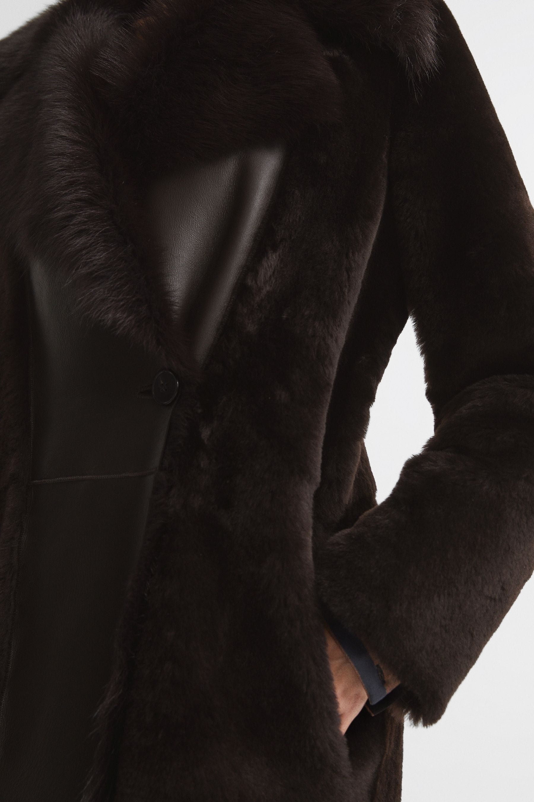 Buy Reiss Dark Aubergine Dana Reversible Longline Shearling Coat from the Next UK online shop