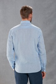 Blue Slim Fit Signature Baird McNutt Irish 100% Linen Trimmed Shirt - Image 6 of 11