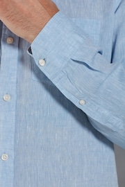 Blue Slim Fit Signature Baird McNutt Irish 100% Linen Trimmed Shirt - Image 8 of 11
