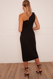 Chi Chi London Black One Shoulder Wrap Detail Midi Dress - Image 2 of 4