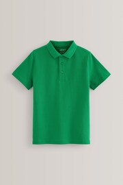Green 2 Pack Cotton School Short Sleeve Polo Shirts (3-16yrs) - Image 2 of 4