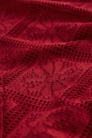 Red Sleeveless Crochet Jumpsuit - Image 6 of 6