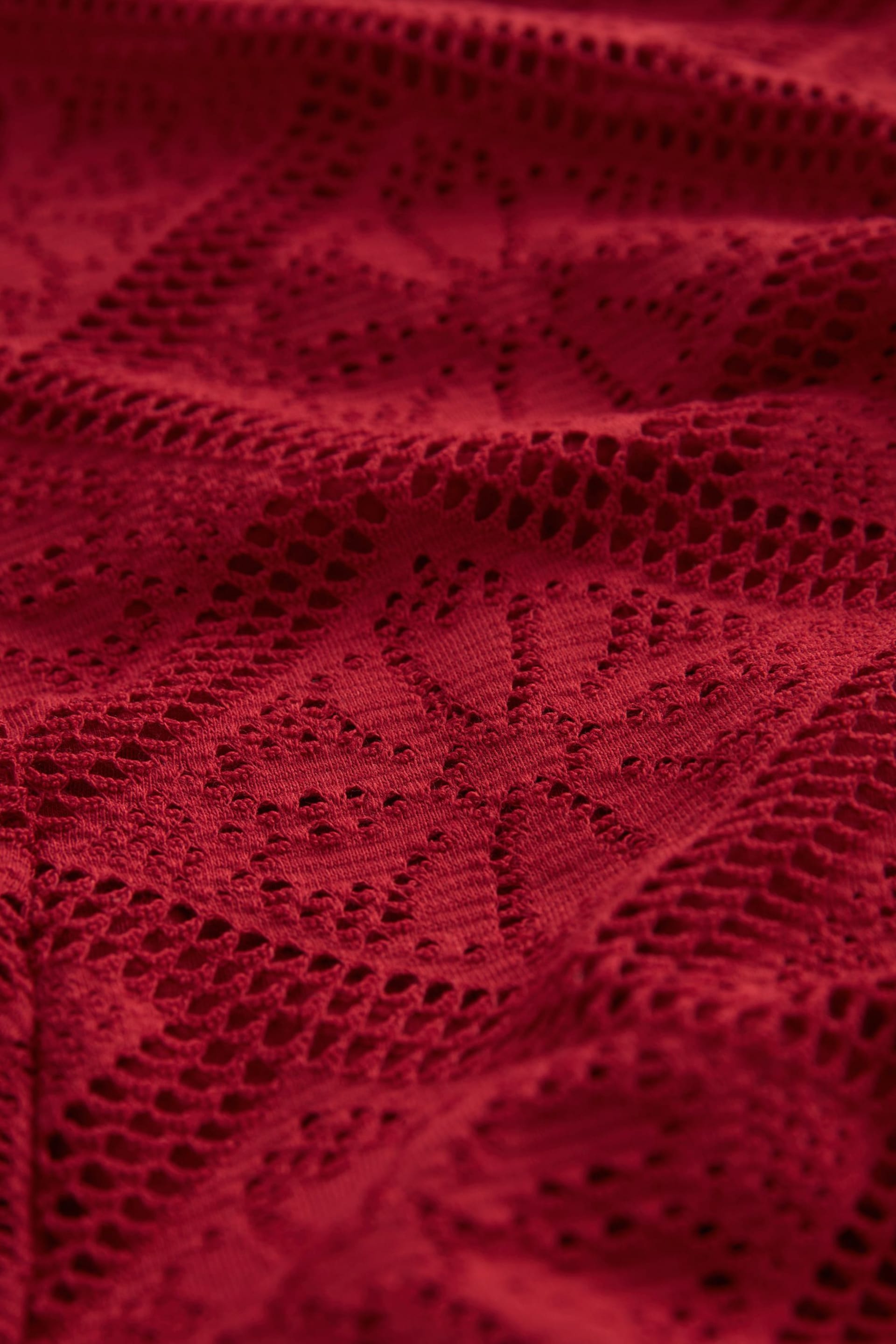 Red Sleeveless Crochet Jumpsuit - Image 6 of 6