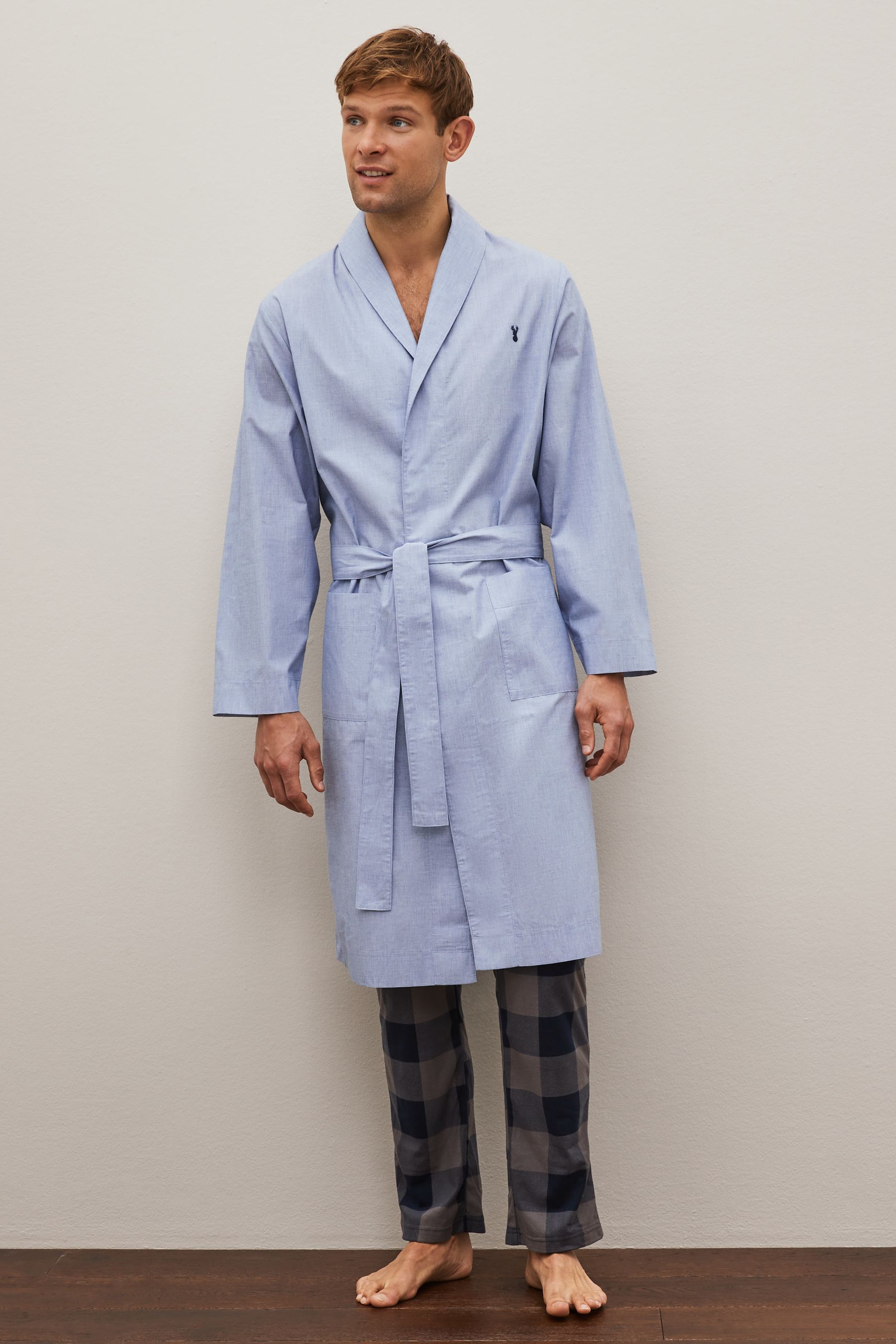 Buy Blue Lightweight Pure Cotton Dressing Gown from Next Luxembourg