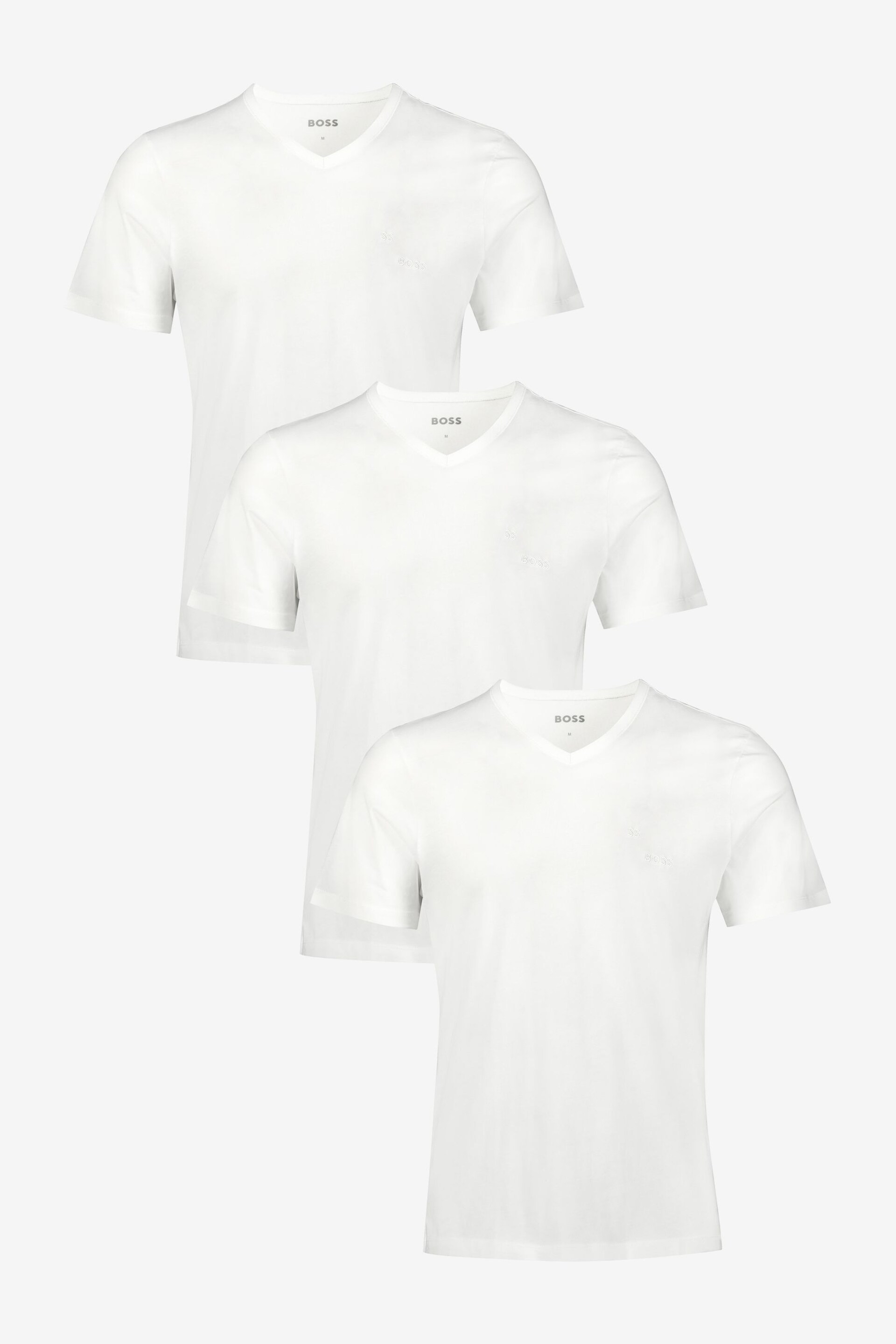 BOSS White Classic V-Neck T-Shirts 3 Pack - Image 1 of 6