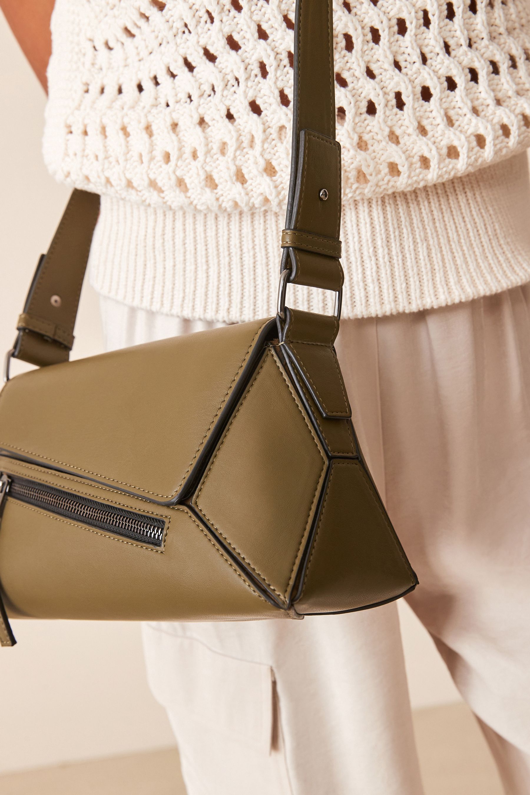 Buy Khaki Green Geometric Cross Body Bag from Next Luxembourg