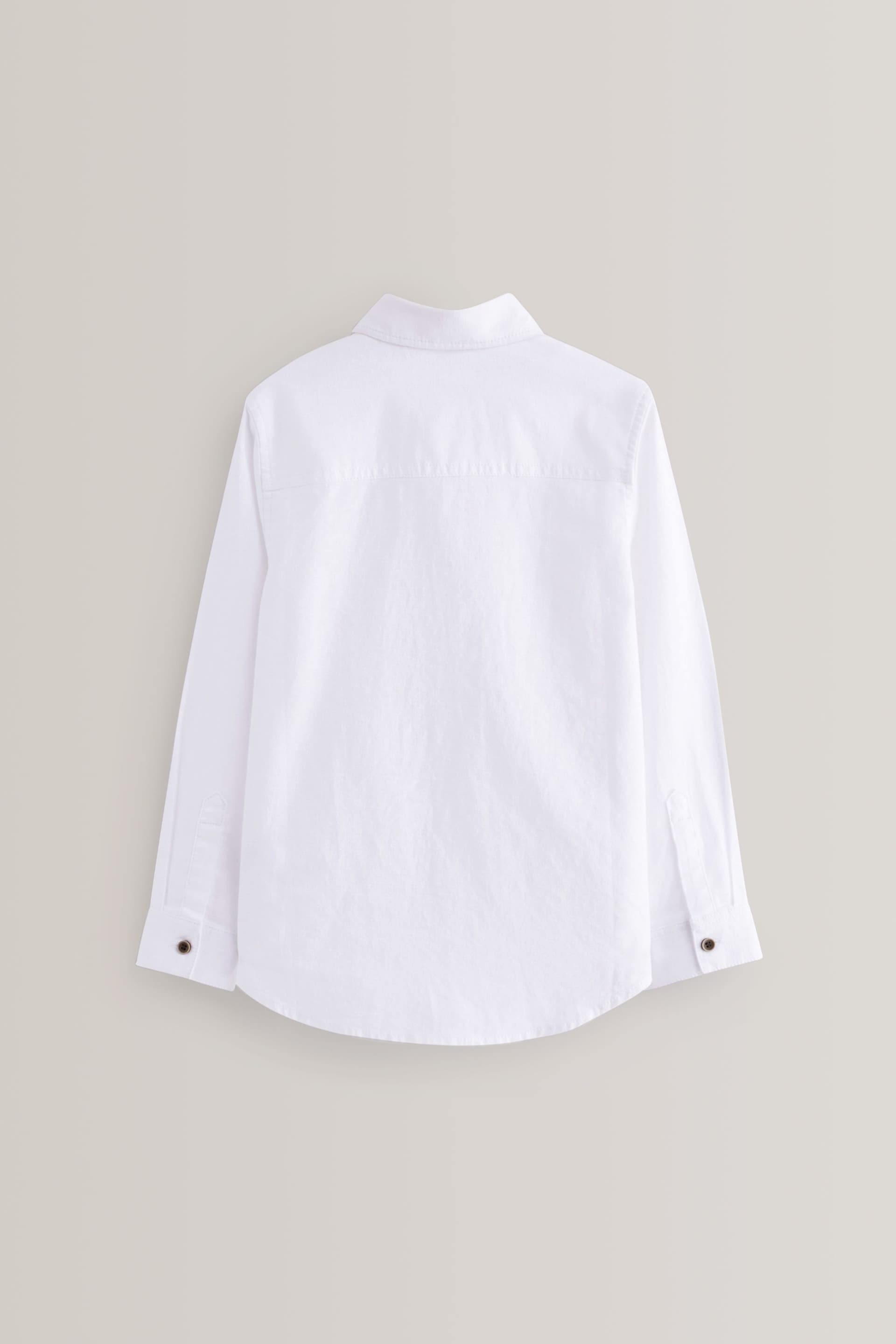 White Long Sleeve Linen Blend Shirt (3-16yrs) - Image 2 of 2