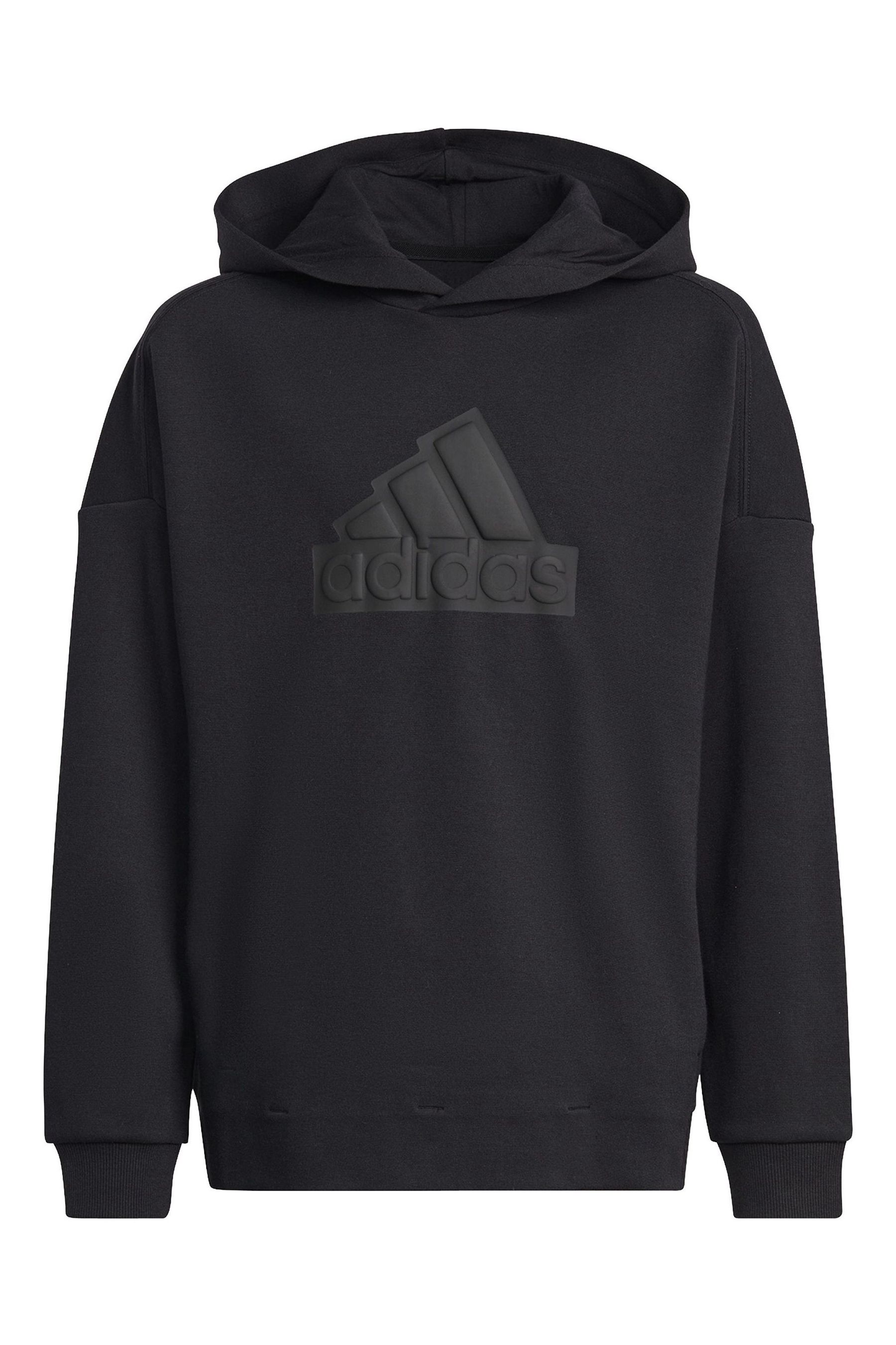 Grey adidas hoodie with black logo hot sale