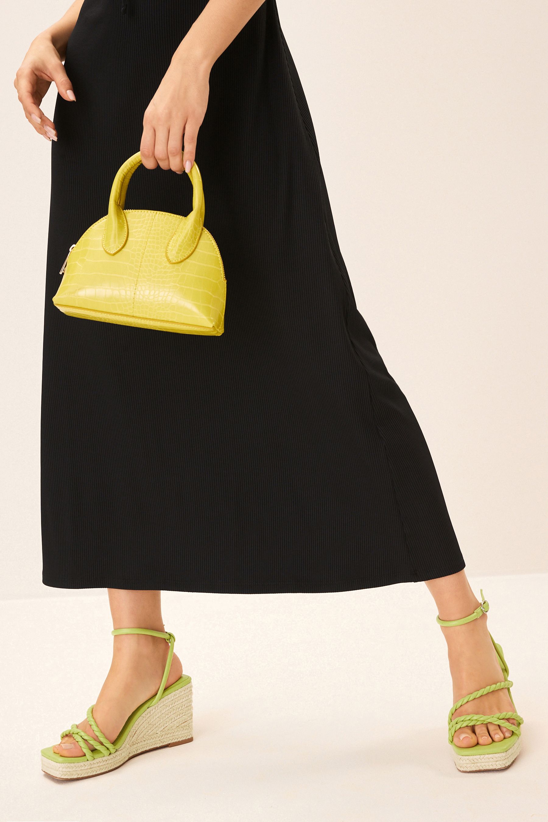 Buy Lime Green Forever Comfort Twist Strap Detail Square Toe Wedge Sandals from Next Luxembourg