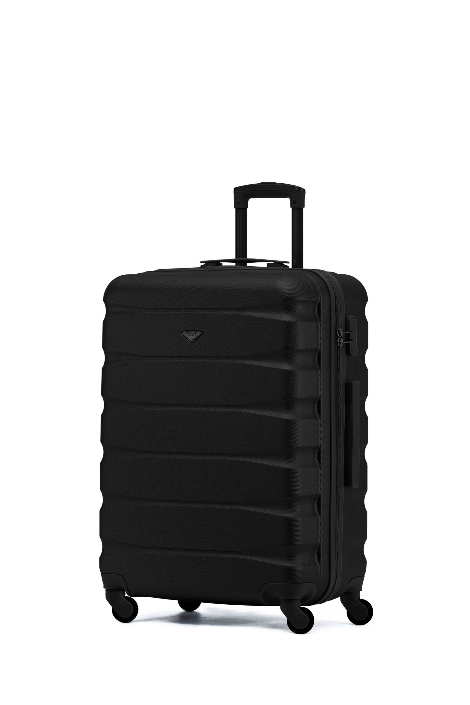 Flight Knight Black Mono Medium Hardcase Lightweight Check In Suitcase With 4 Wheels - Image 1 of 7