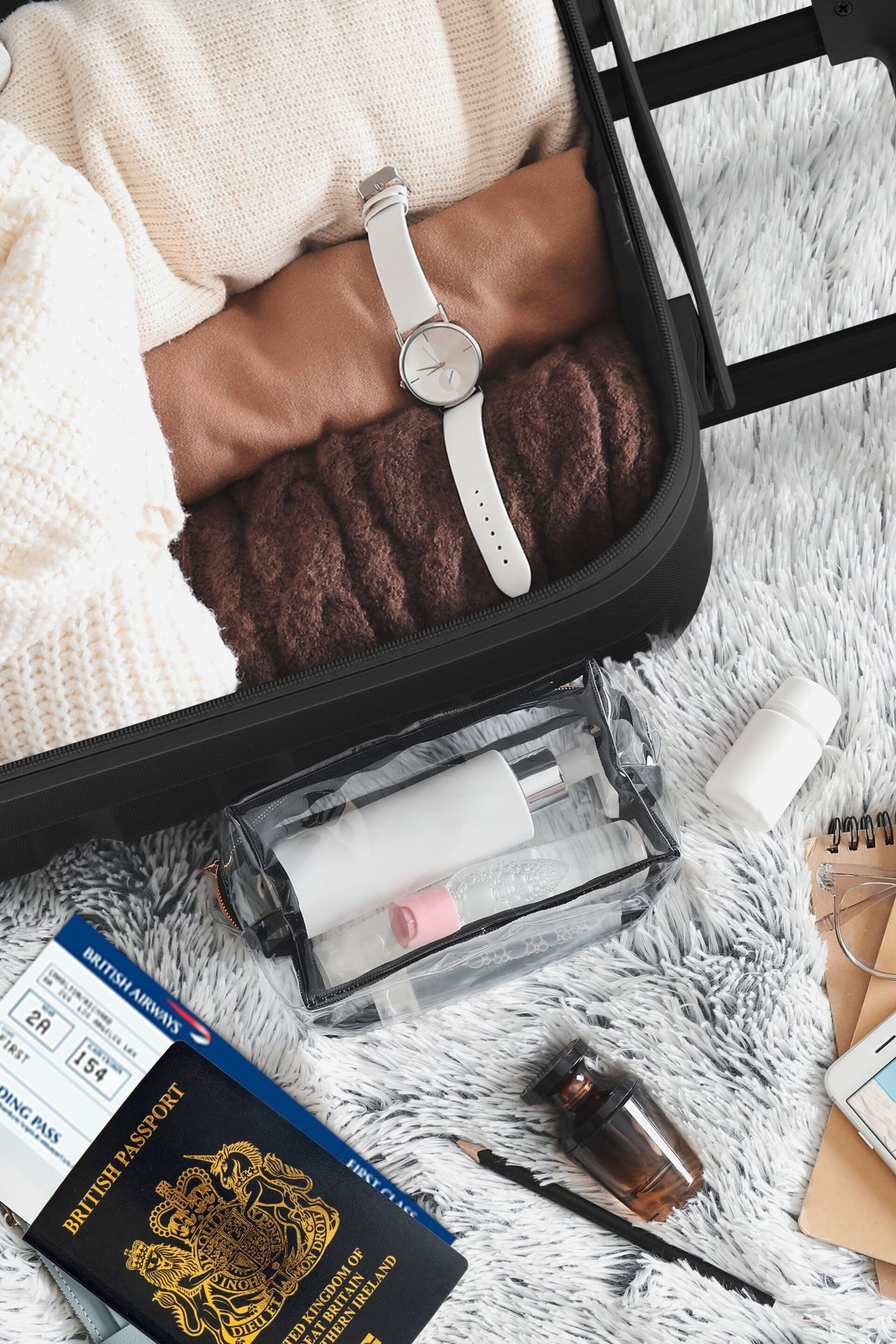 Flight Knight Black Mono Medium Hardcase Lightweight Check In Suitcase With 4 Wheels - Image 4 of 7