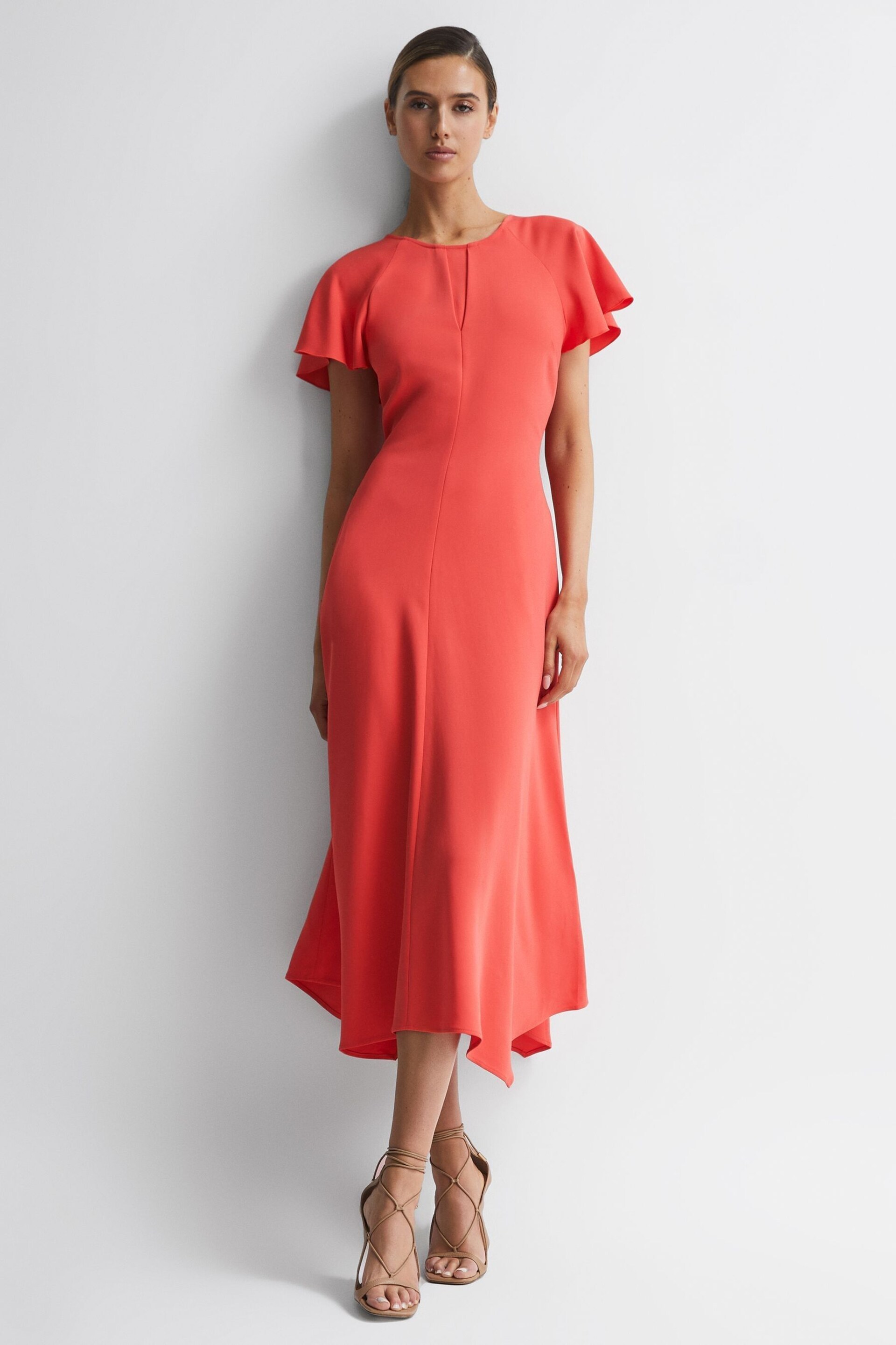 Reiss Coral Eleni Cap Sleeve Maxi Dress - Image 1 of 6