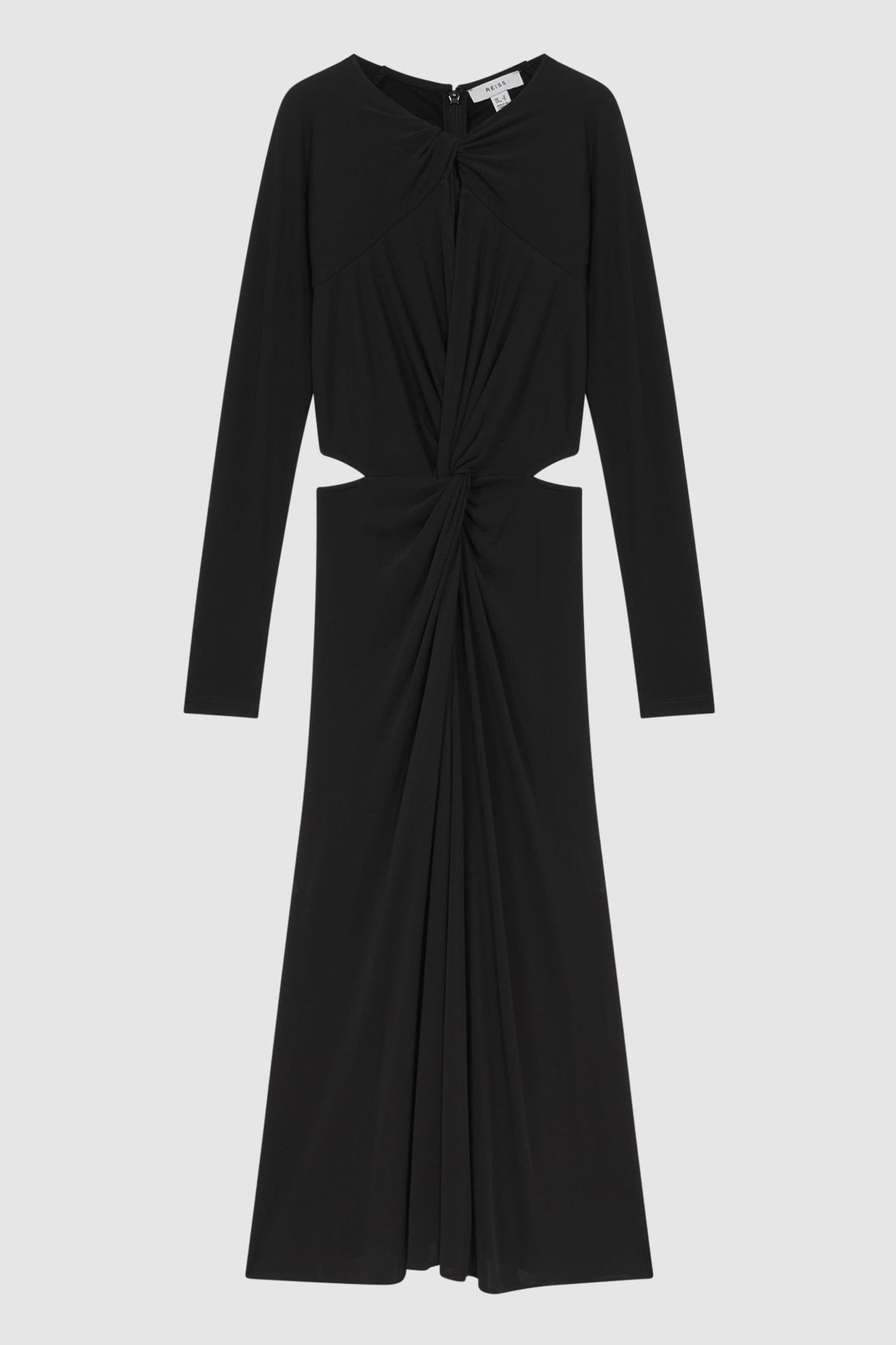 Reiss Black Faye Twist Cut-Out Midi Dress - Image 2 of 4