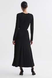 Reiss Black Faye Twist Cut-Out Midi Dress - Image 4 of 4