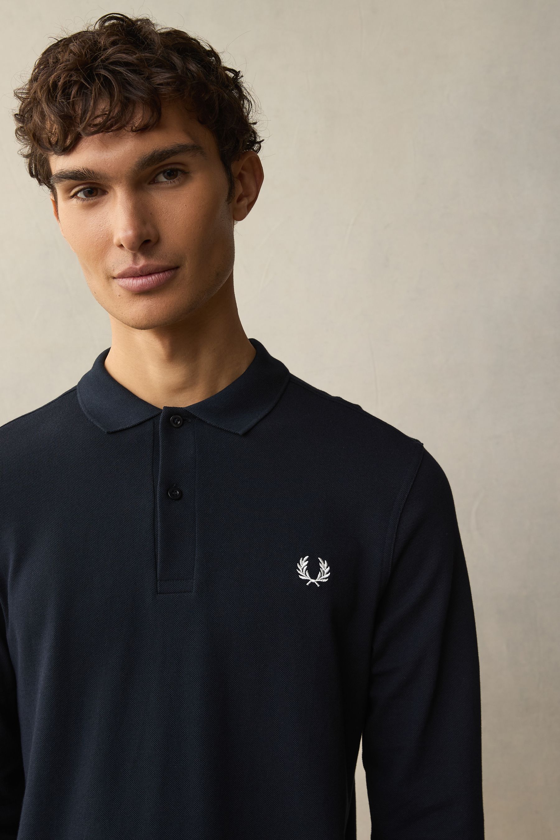 Buy Fred Perry Plain Long Sleeve Polo Shirt from Next Luxembourg
