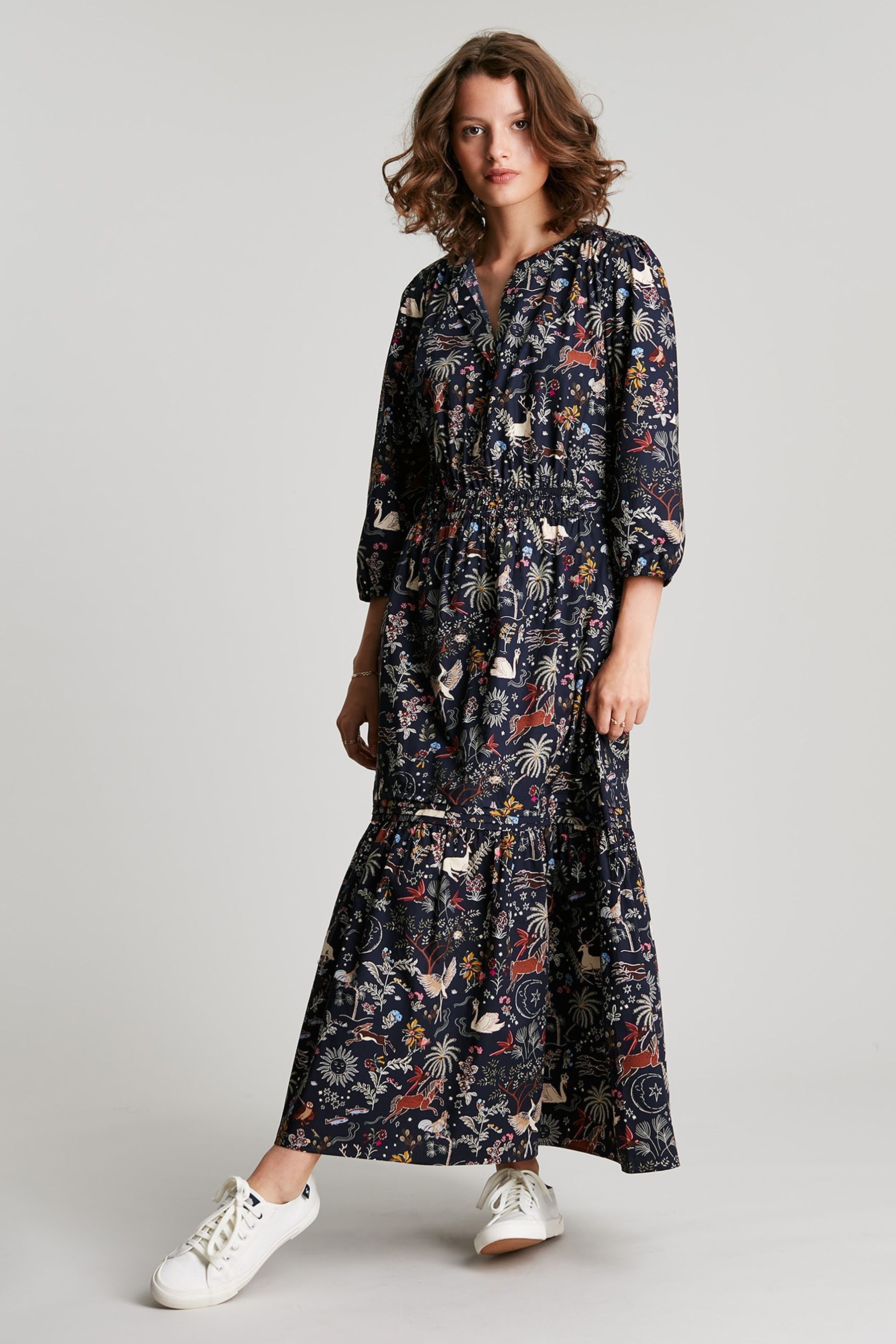 Buy Joules Blue Lyla Button Down Tiered Dress from Next Austria