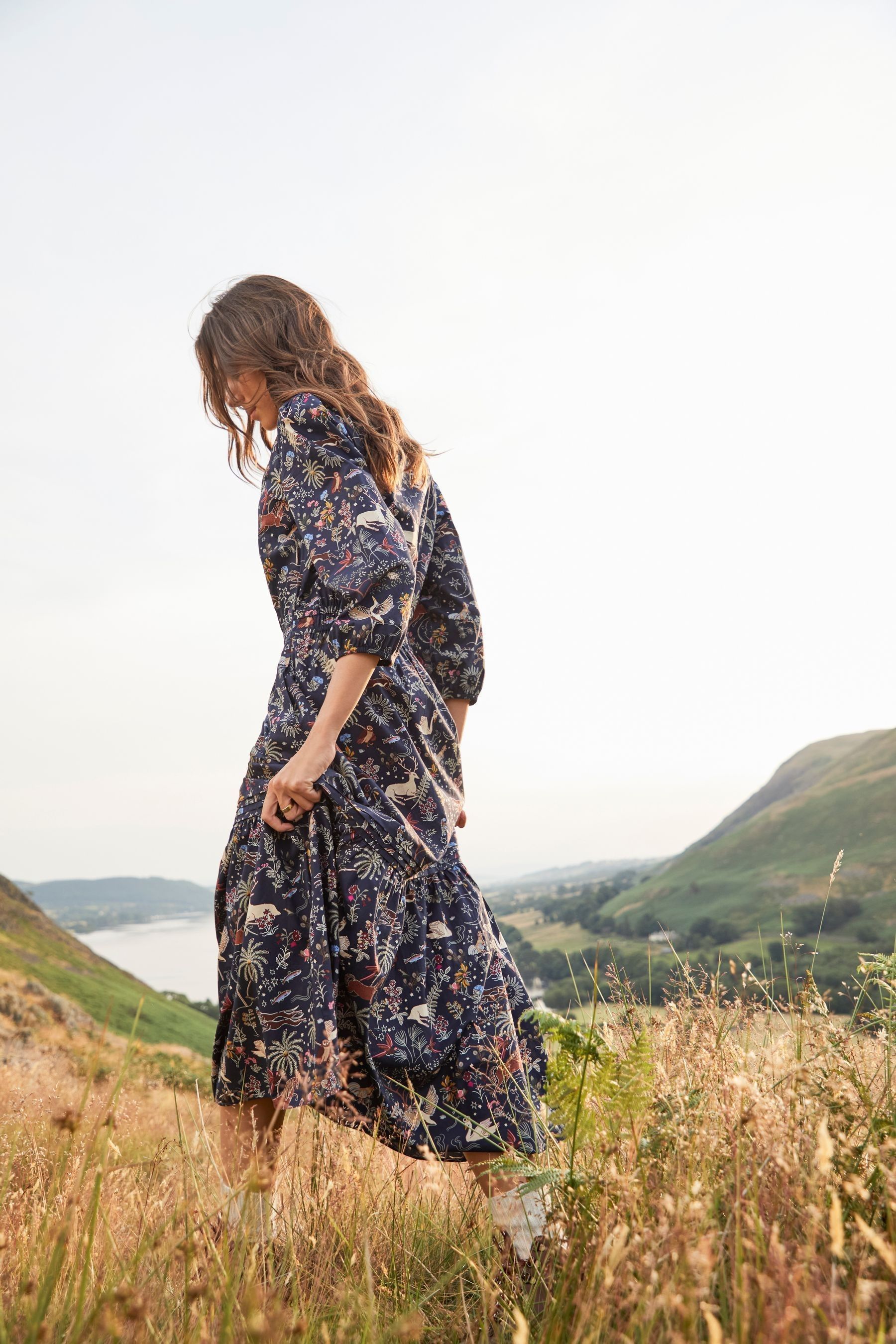 Buy Joules Blue Lyla Button Down Tiered Dress from Next Austria