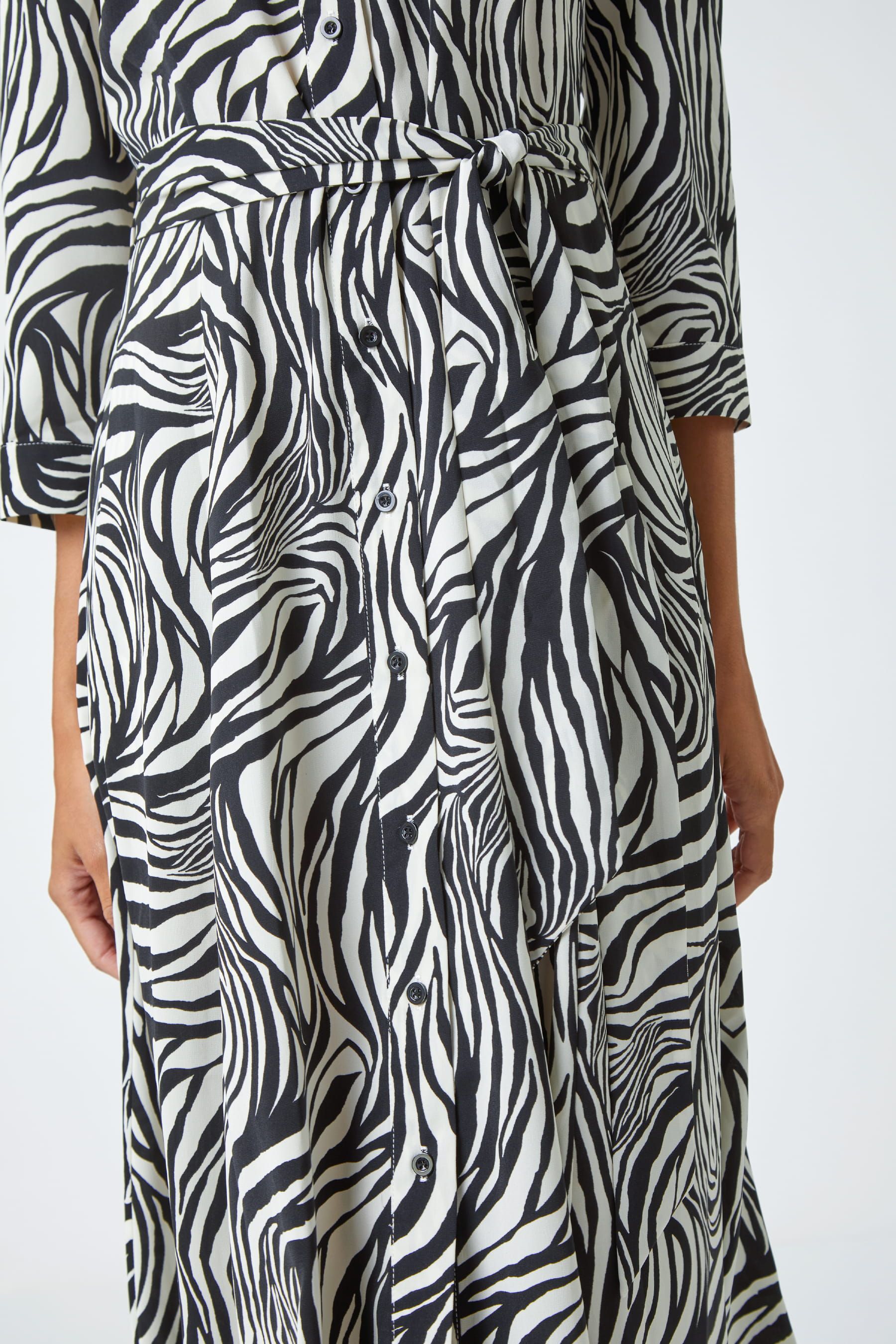 Black and white animal print shirt dress store