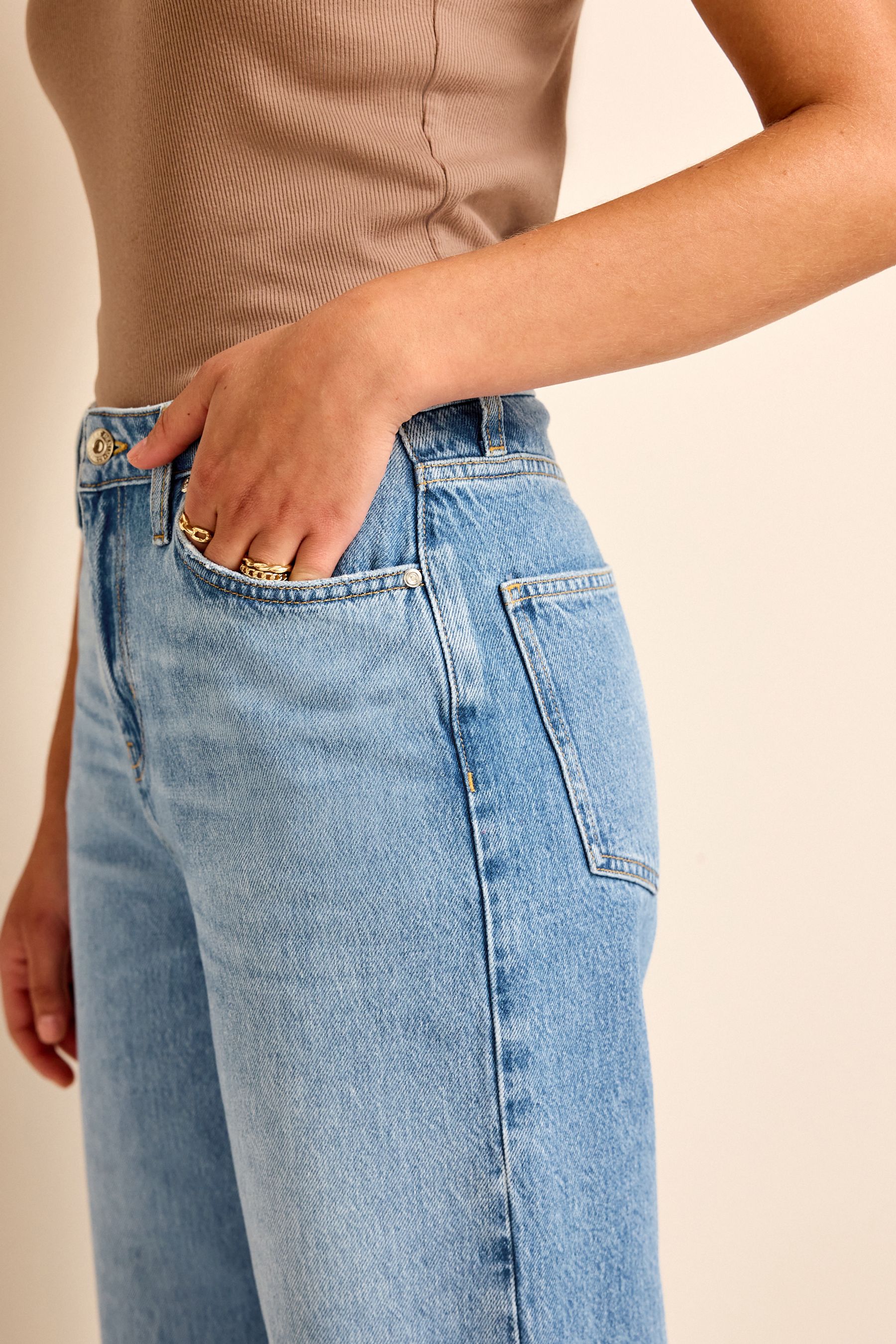 Buy Mid Blue Denim Raw Hem Cropped Wide Leg Jeans from Next Luxembourg