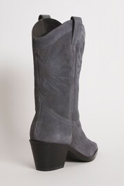Simply Be Grey Suede Embroidered Western Calf Boots in Wide Fit Standard Calf - Image 3 of 3