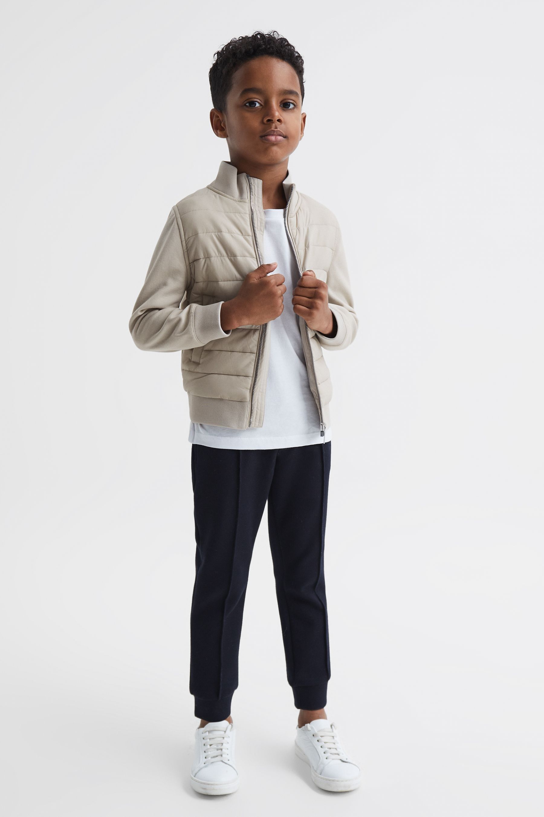 Buy Reiss Stone Flintoff 3 9 yrs Funnel Neck Quilted Hybrid Jacket from Next Luxembourg