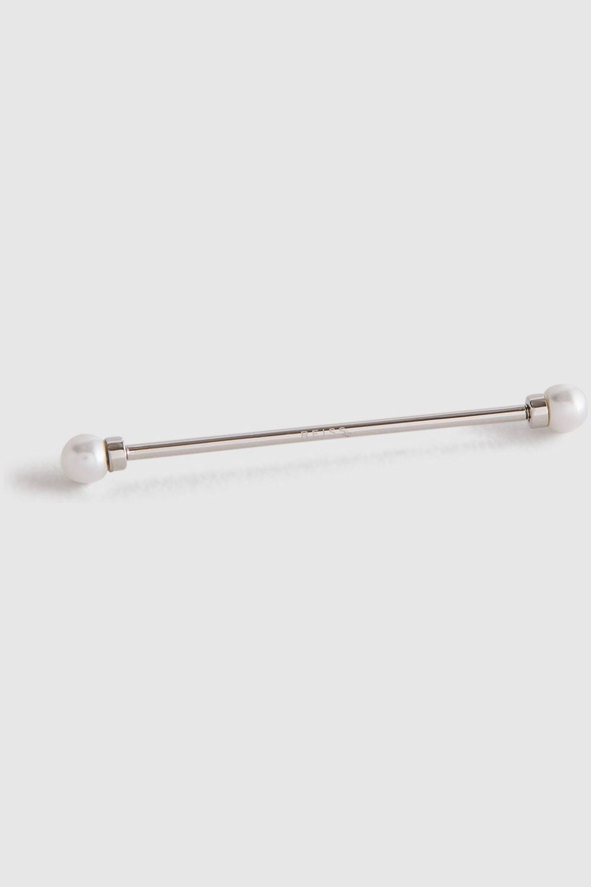 Reiss Silver Colby Pearl Collar Bar - Image 1 of 4