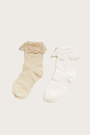 Monsoon Gold Lace Trim Socks 2 Pack - Image 1 of 2