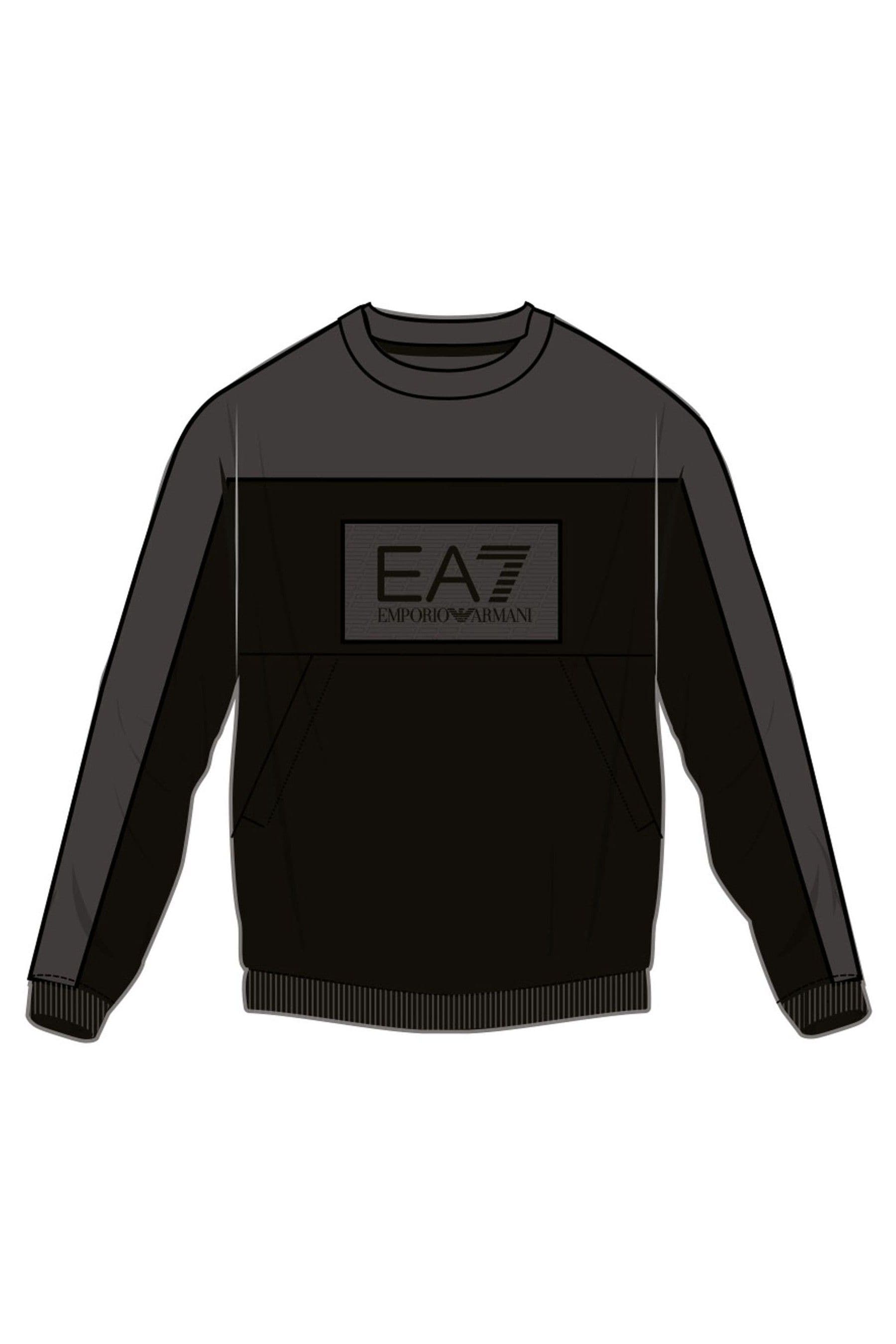 Kaufe Sie Emporio Armani EA7 Boys Schwarzes Sweatshirt mit Ton in Ton Block Logo bei Next Deutschland