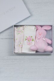 Emile Et Rose Pink Floral Print & Embroidered Bib Gift Set - Image 5 of 5
