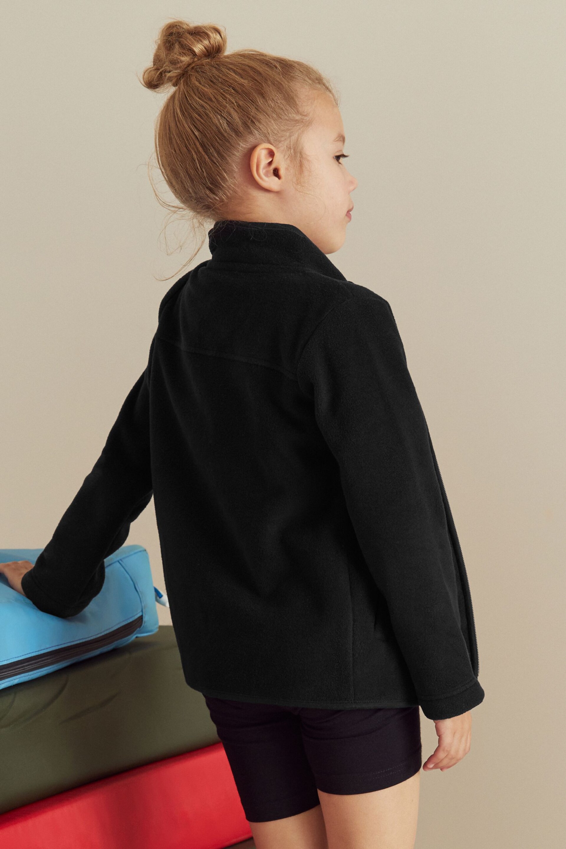 Black Zip-Up Fleece Jacket With Pockets (3-16yrs) - Image 3 of 6