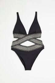 River Island Black Plunge Wrap Elastic Swimsuit - Image 4 of 5