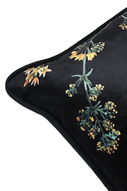 Evans Lichfield Black Multicolour Midnight Garden Bee Piped Velvet Cushion - Image 2 of 6