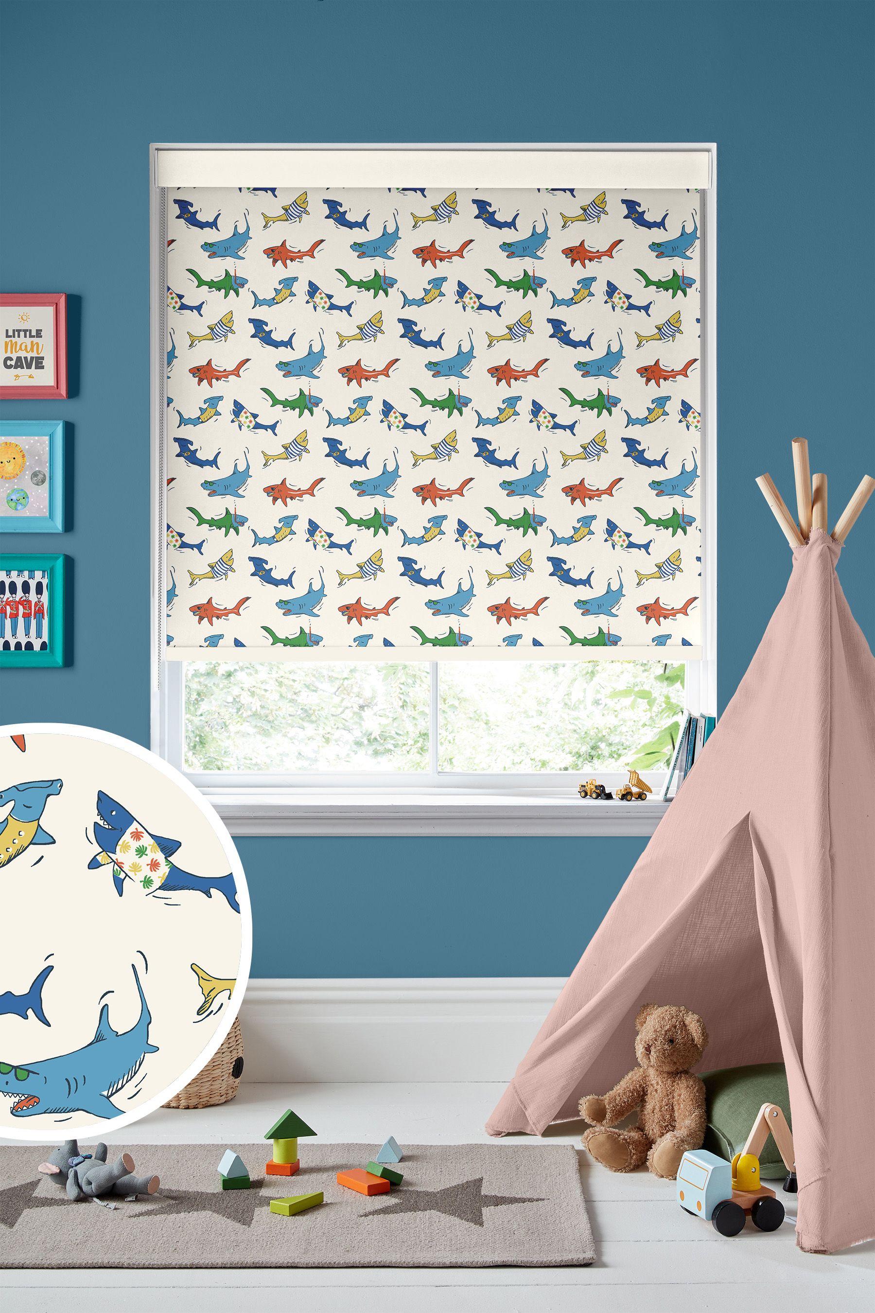 Buy Cath Kidston Cream Kids Summer Sharks Made To Measure Roller Blinds from the Next UK online shop