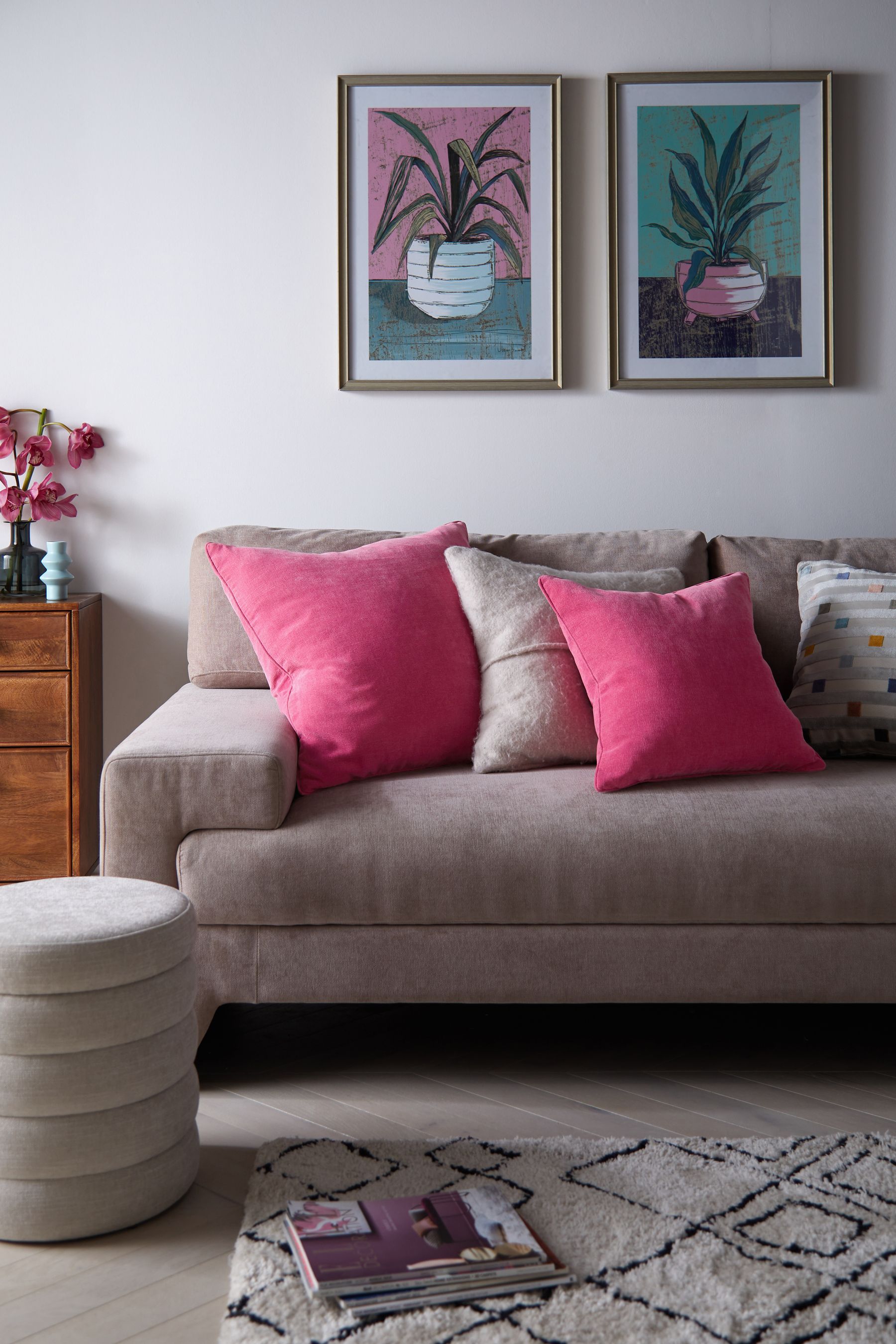 Buy Fuchsia Pink 59 x 59cm Soft Velour Cushion from Next Luxembourg