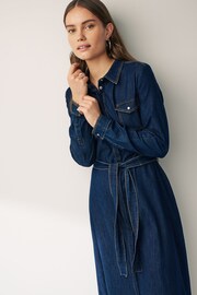 Emme Marella Blue Dalila Midi Denim Shirt Dress - Image 4 of 4