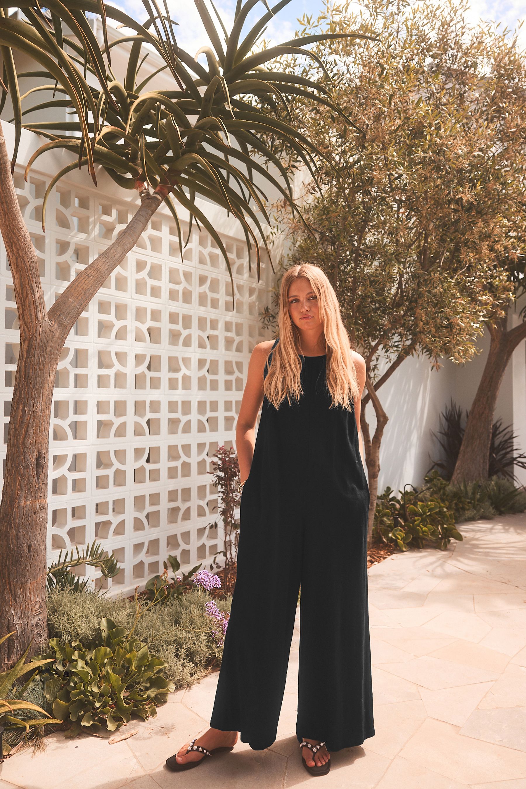Buy Black 100 Cotton Sleeveless Jumpsuit from Next Australia