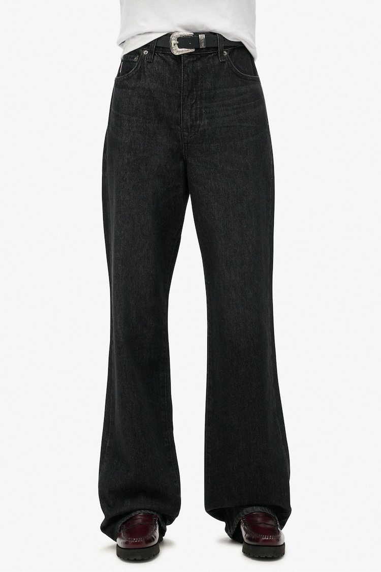 Superdry Black Organic Cotton Vintage Wide Leg Jeans - Image 2 of 6