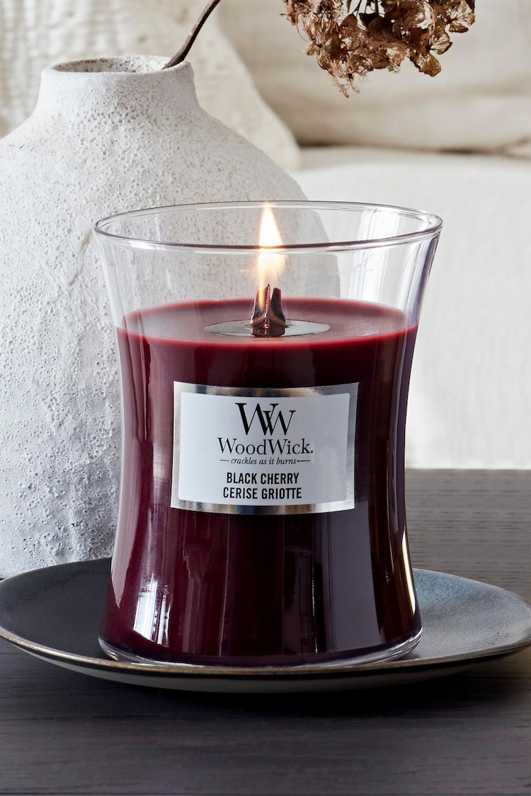 Woodwick Red Medium Hourglass Cherry Candle - Image 1 of 2