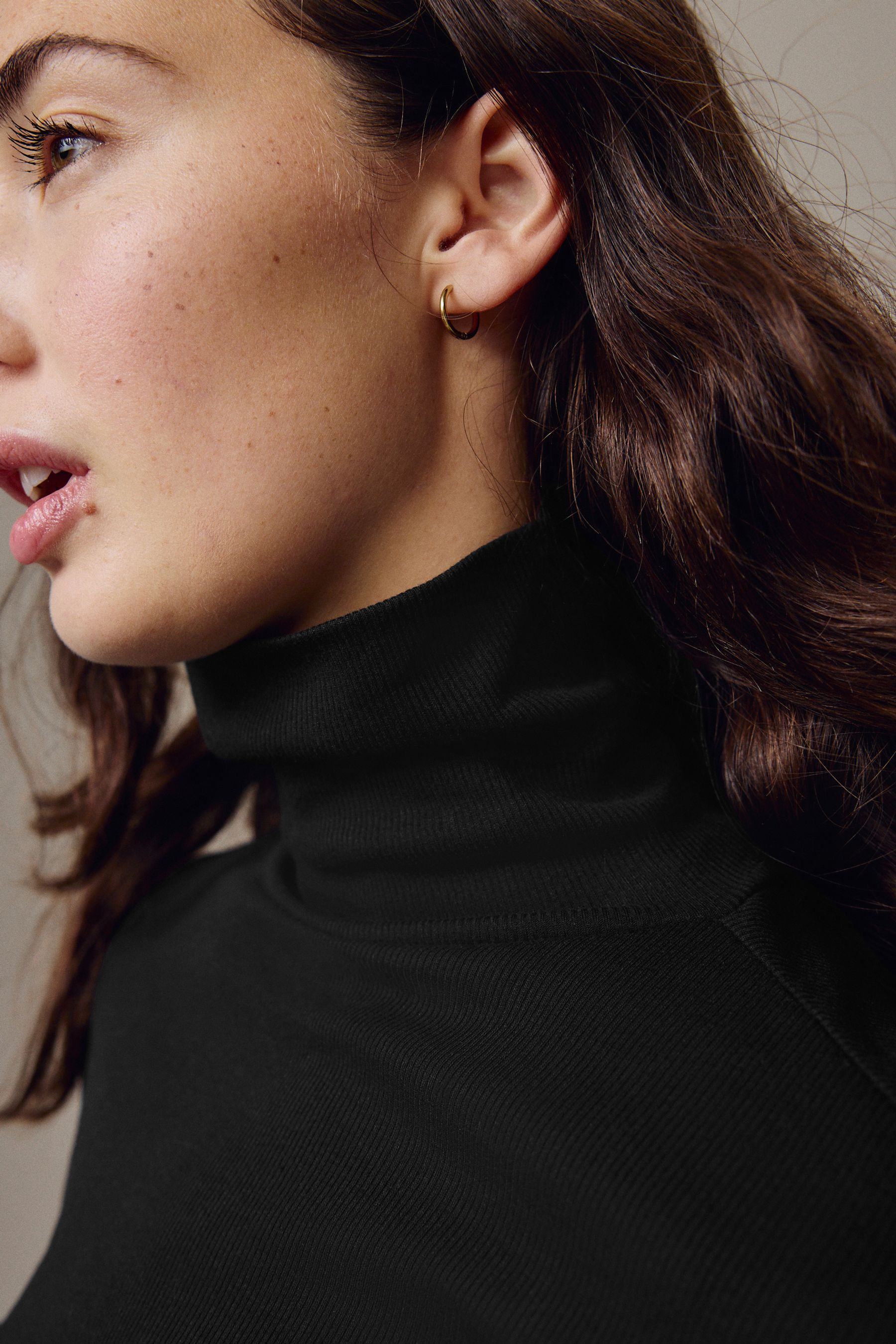 Black long sleeve polo neck top hot sale