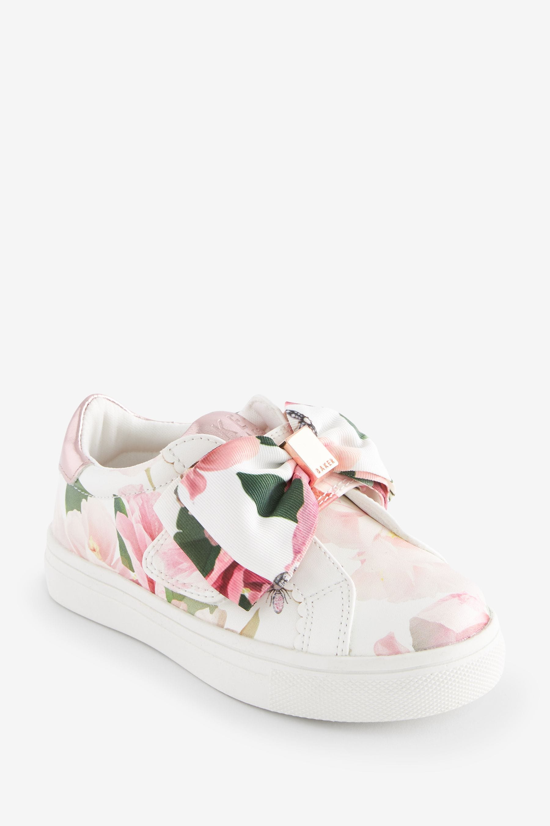 Buy Baker by Ted Baker Girls Floral Printed Bow White Trainers from Next Luxembourg