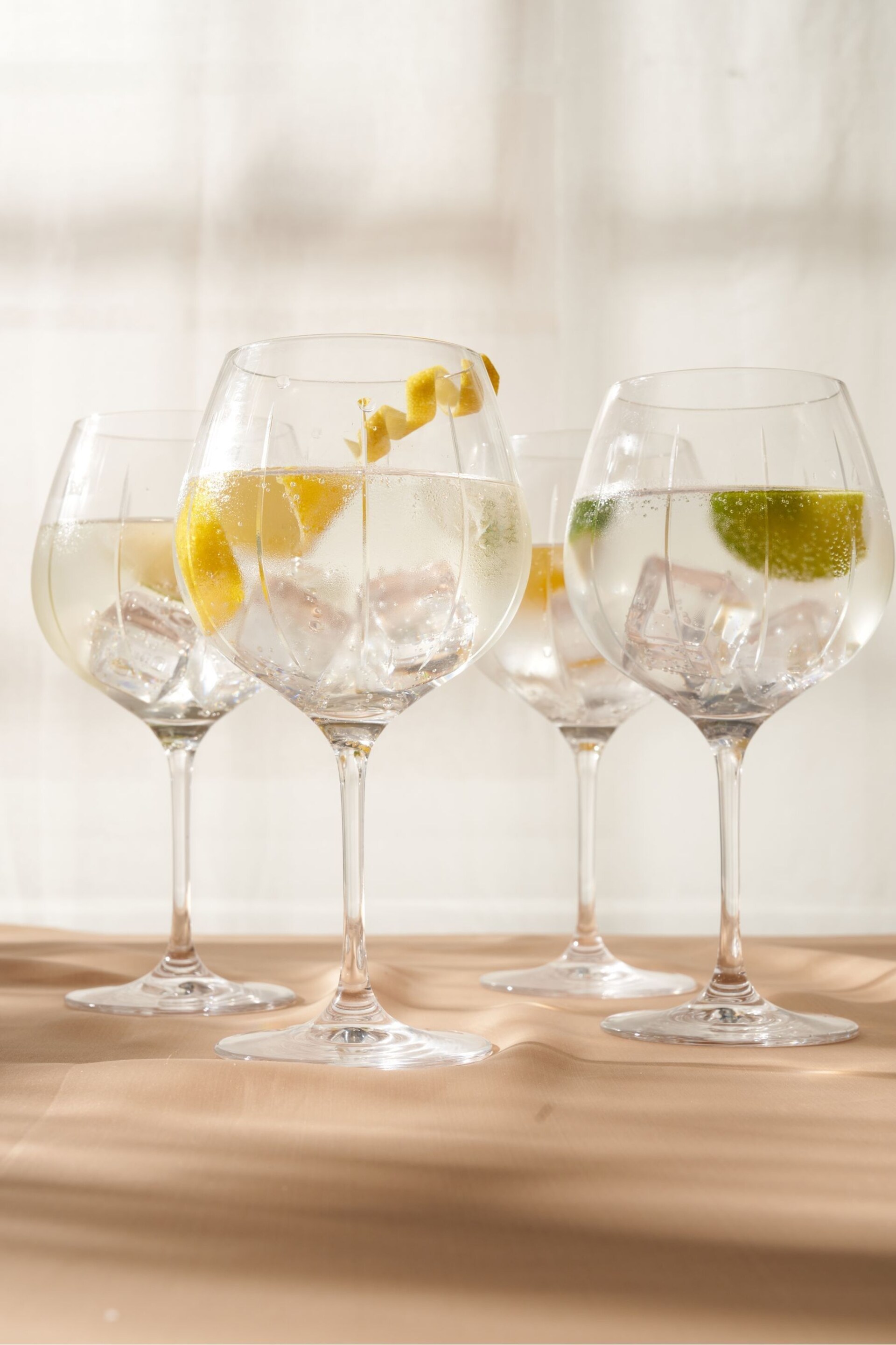Truly Set of 4 Clear Soho Cut Crystal Gin Glasses - Image 1 of 4