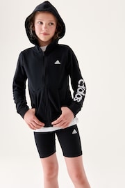 adidas Black Sportswear Essentials Linear Logo Full Zip Hoodie - Image 1 of 9