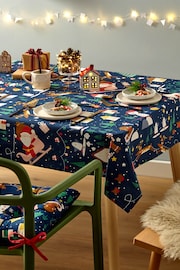 Catherine Lansfield Blue Santa's Christmas Wonderland Wipeable Table Cloth - Image 1 of 3