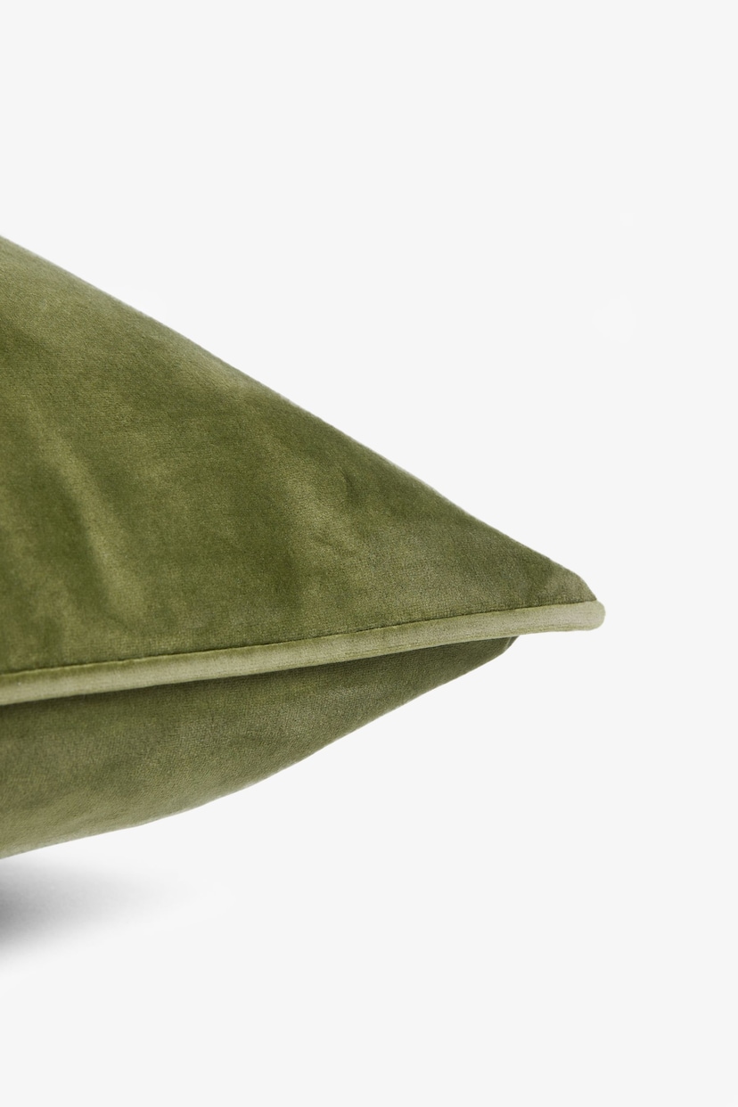 Olive Green 59 x 59cm Matte Velvet Cushion - Image 5 of 7