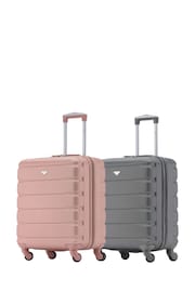 Flight Knight Rose Gold/Charcoal EasyJet 56x45x25cm Overhead 4 Wheel ABS Hard Case Cabin Carry On Suitcase Set Of 2 - Image 1 of 9