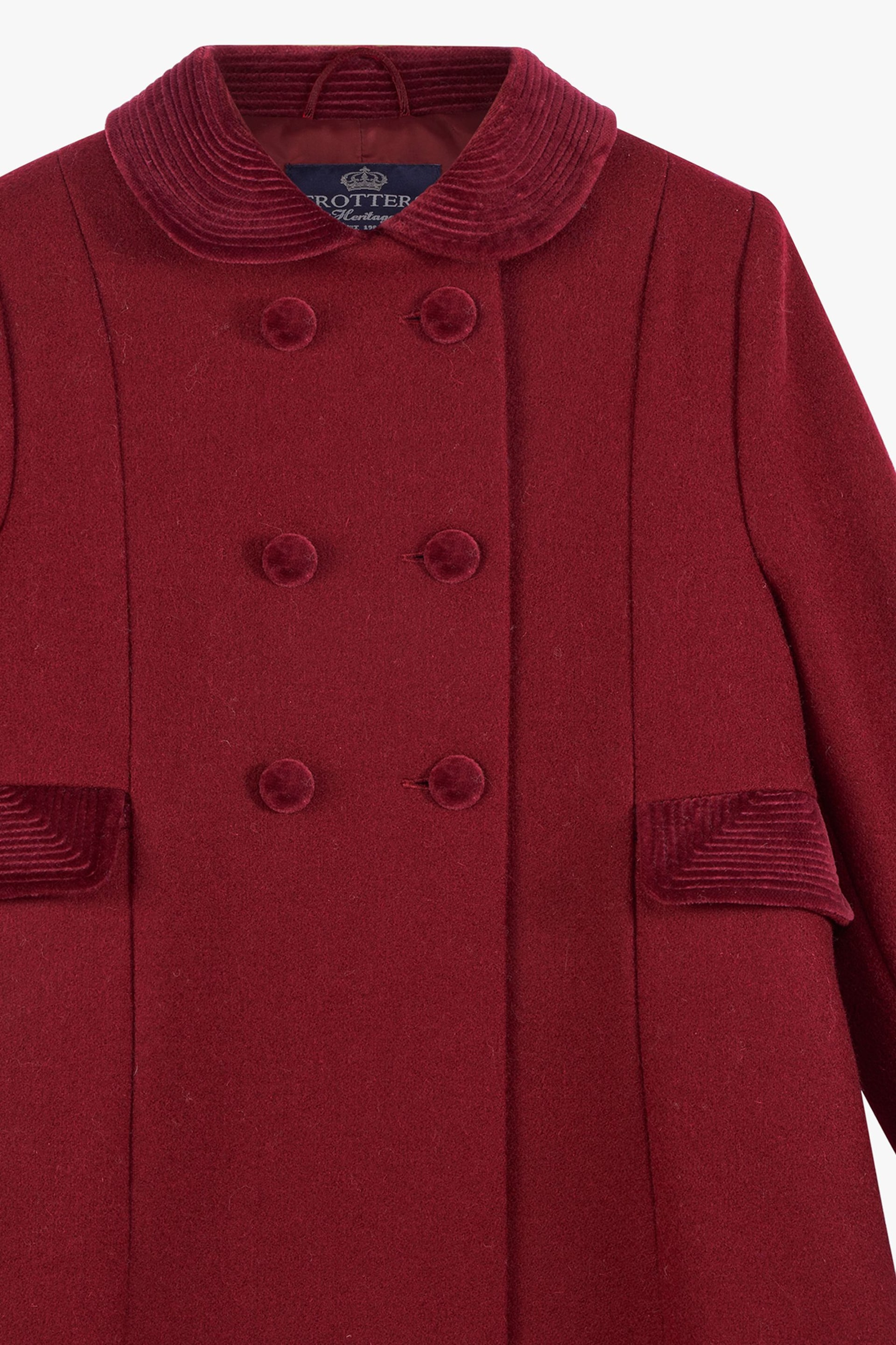 Trotters London Red Burgundy Classic Wool Coat - Image 6 of 6