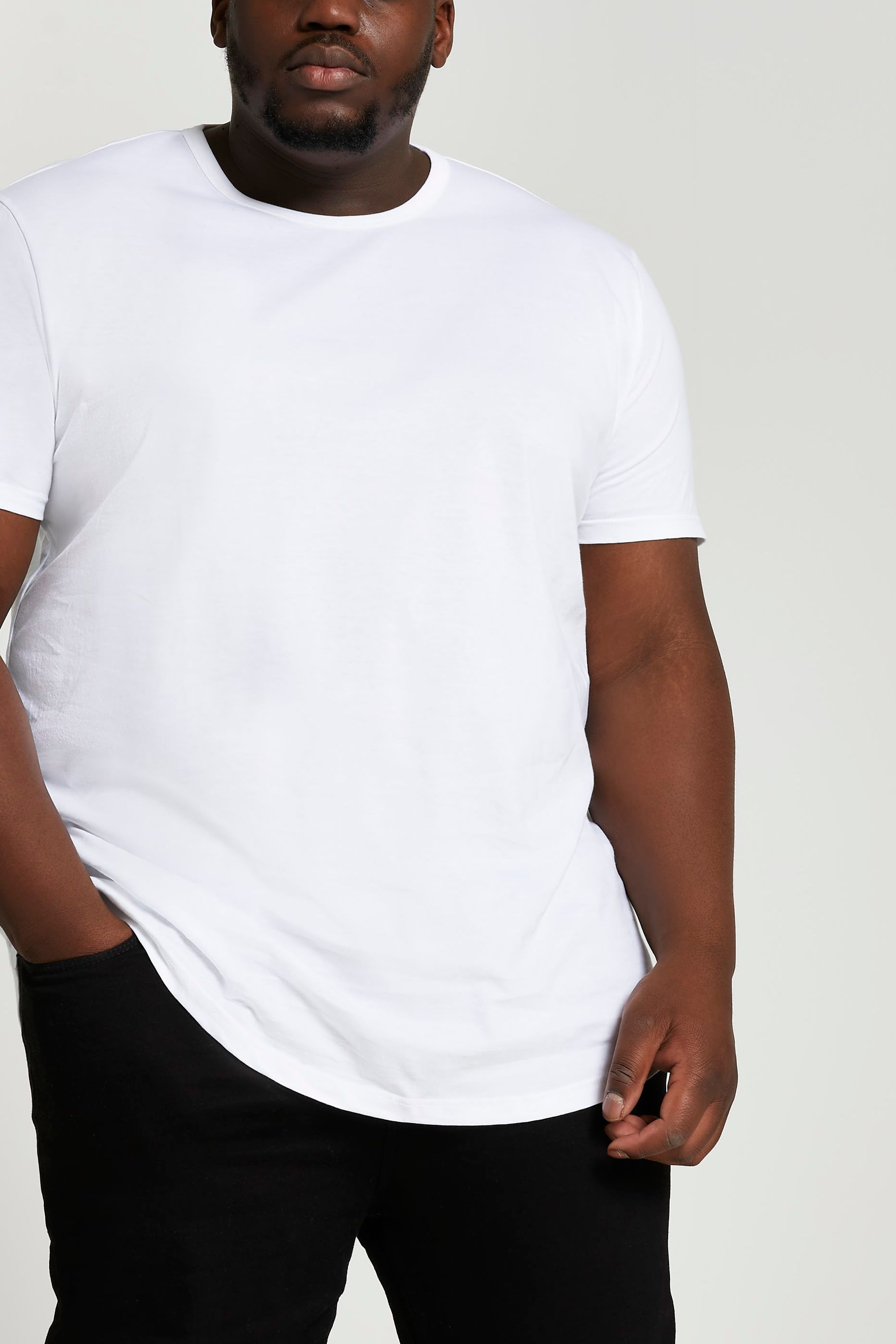 Buy River Island White Slim Fit 100 Cotton Big and Tall Curved Hem T Shirt from the Next UK online shop