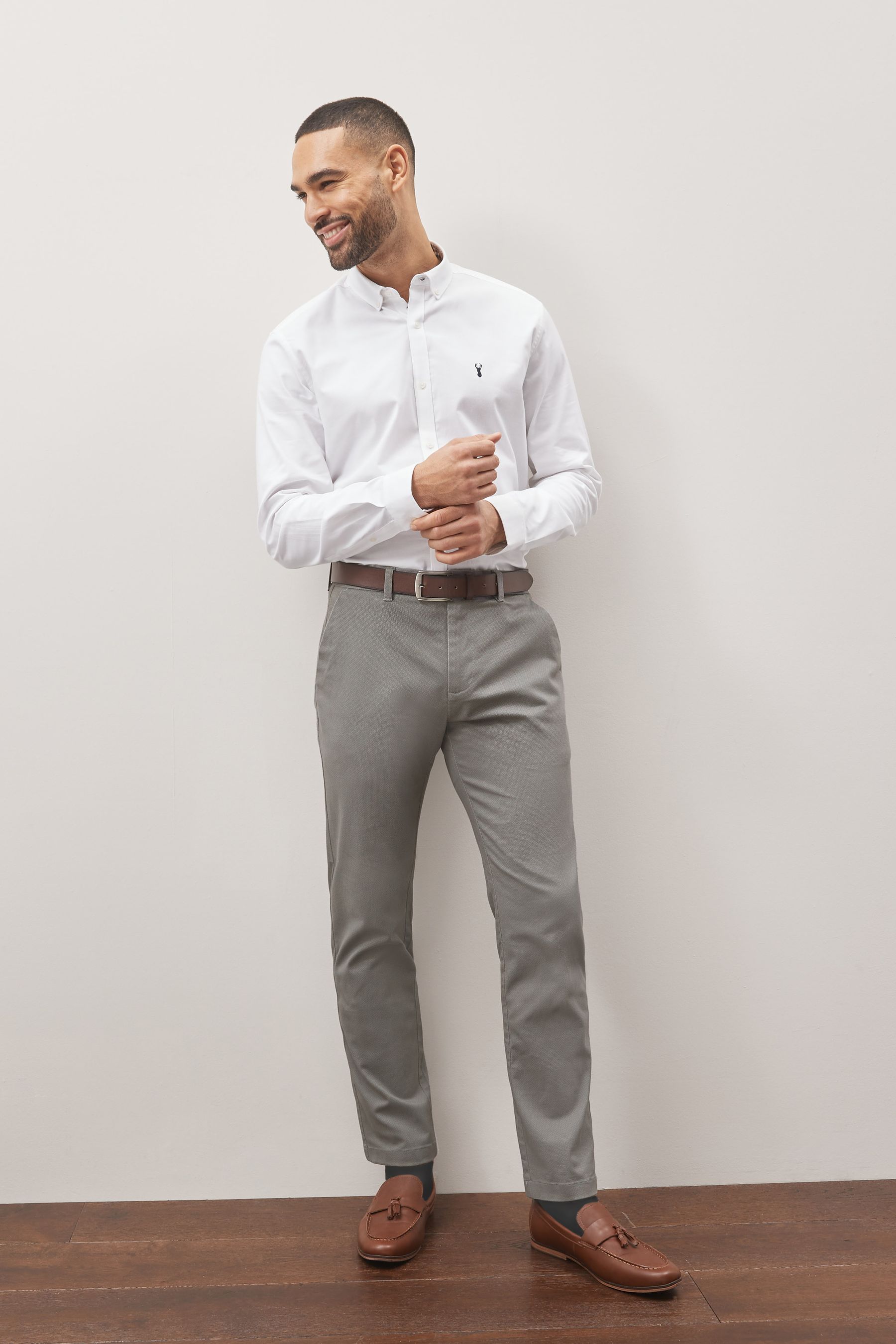Grey chinos and shirt clearance