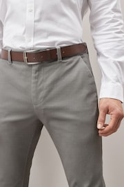 Grey Slim Printed Belted Soft Touch Chino Trousers - Image 3 of 8