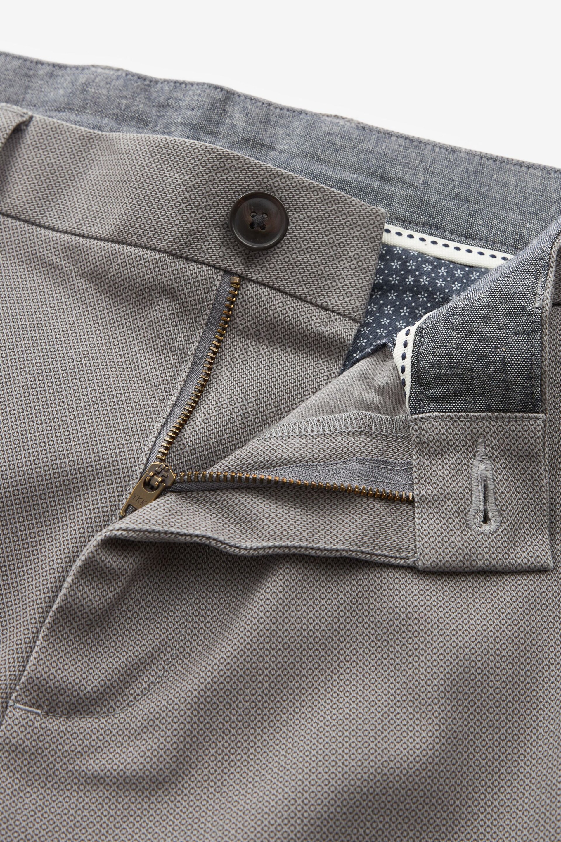 Grey Slim Printed Belted Soft Touch Chino Trousers - Image 6 of 9